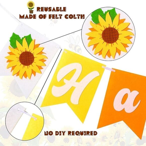 NWT Sunflower Theme Party Decoration,Sunflower Happy Birthday - Picture 4 of 7